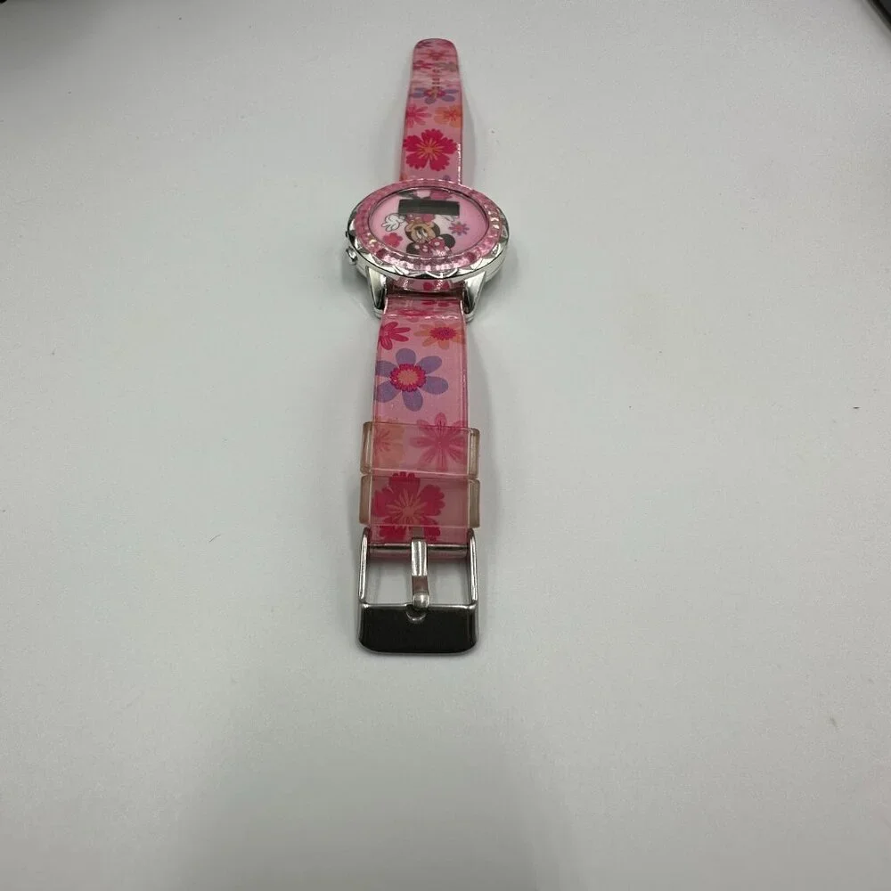 3/$30 Minnie Mouse Watch Girls Digital Pink Floral Band Disney Character